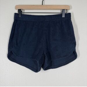 Outerknown Pull On Terry Cloth Shorts Navy Blue Casual Comfort Women’s Small